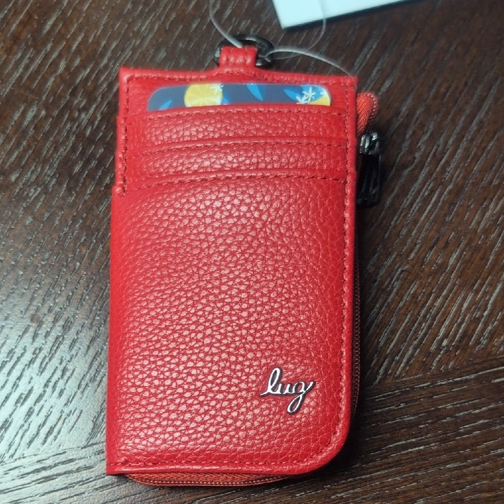 Brand New Lug Twister! Vegan Leather Lug Vibrant Red Card Wallet